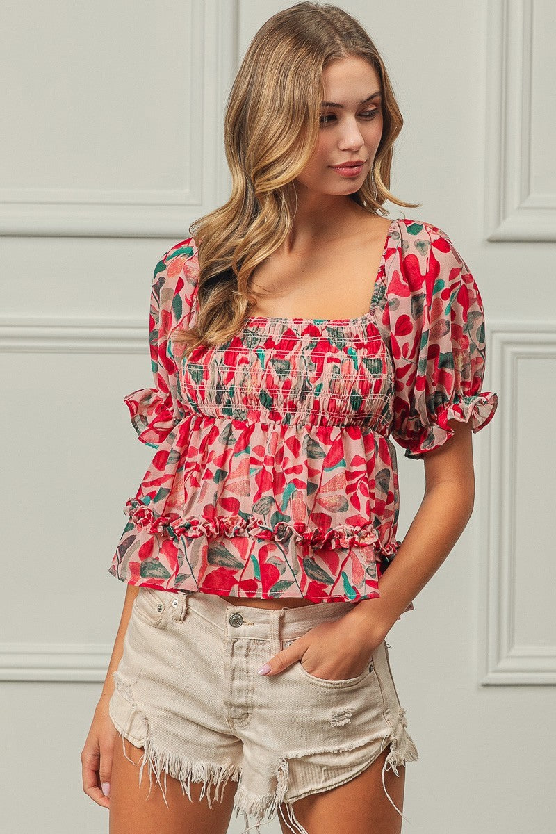 Bibi Smocked babydoll top