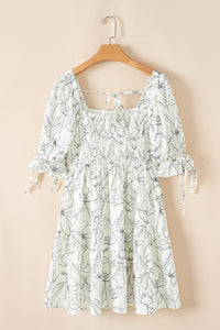 Floral Print Puff Sleeve Mini Dress