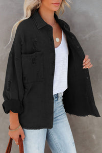 Yellow Distressed Fringe Trim Denim Jacket