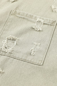 Yellow Distressed Fringe Trim Denim Jacket