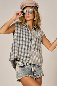 Bibi Vintage Plaid sleeveless shirt
