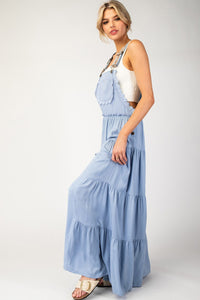 Eesome Lace Trim Tiered Sleeveless Jumpsuit