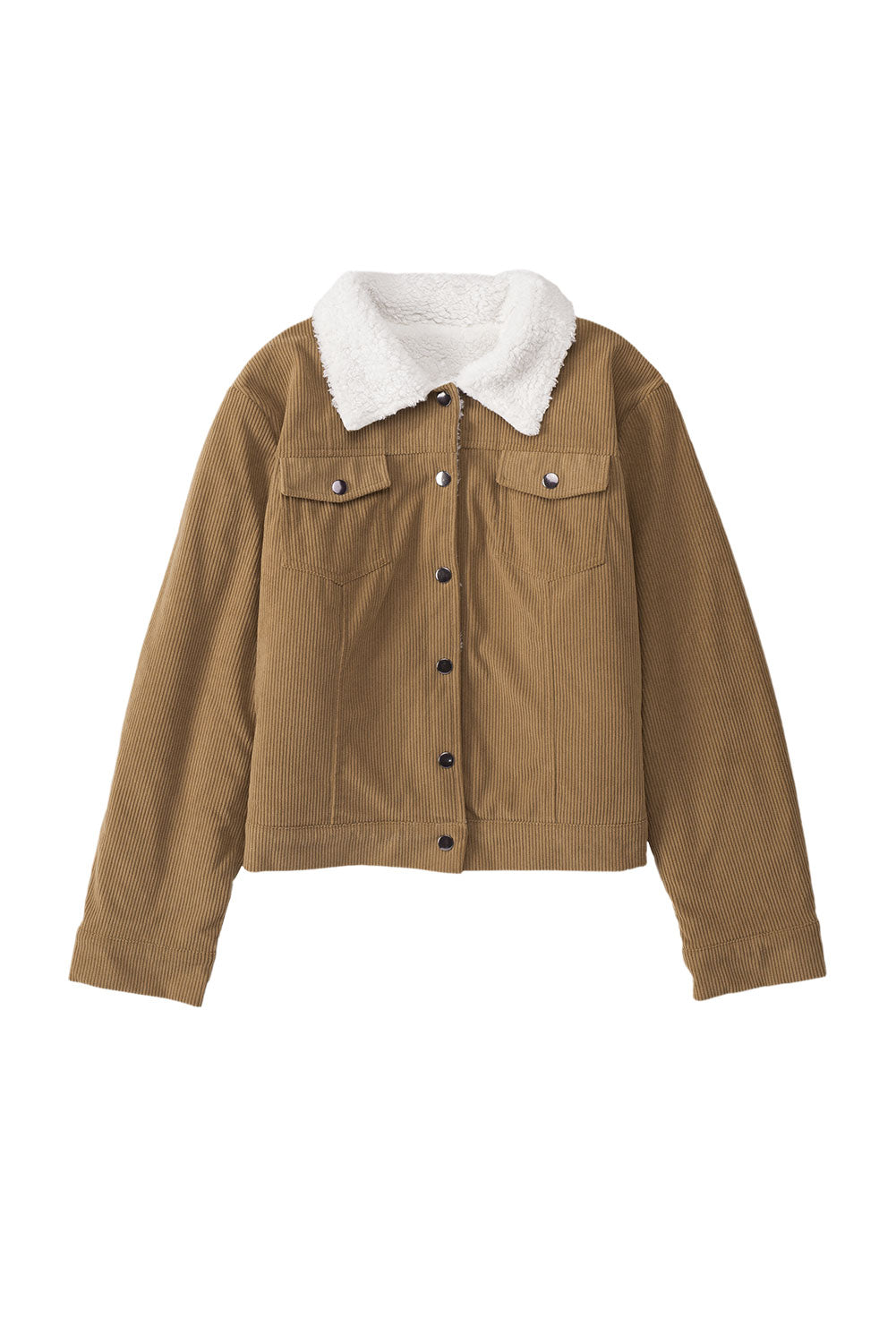 Red Corduroy Sherpa Snap Button Flap Jacket