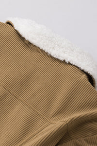 Red Corduroy Sherpa Snap Button Flap Jacket