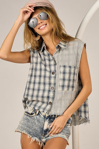 Bibi Vintage Plaid sleeveless shirt