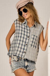 Bibi Vintage Plaid sleeveless shirt