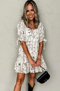 Floral Print Puff Sleeve Mini Dress
