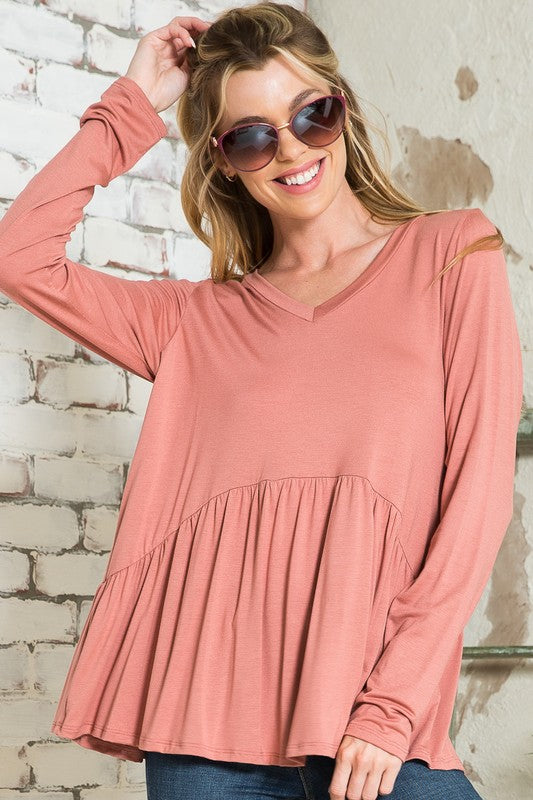 PLUS SOLID BABYDOLL TOP