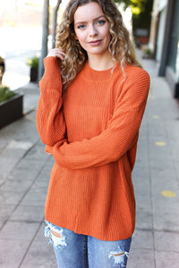 Pumpkin Spice Mock Neck Chest Pocket Knit Sweater