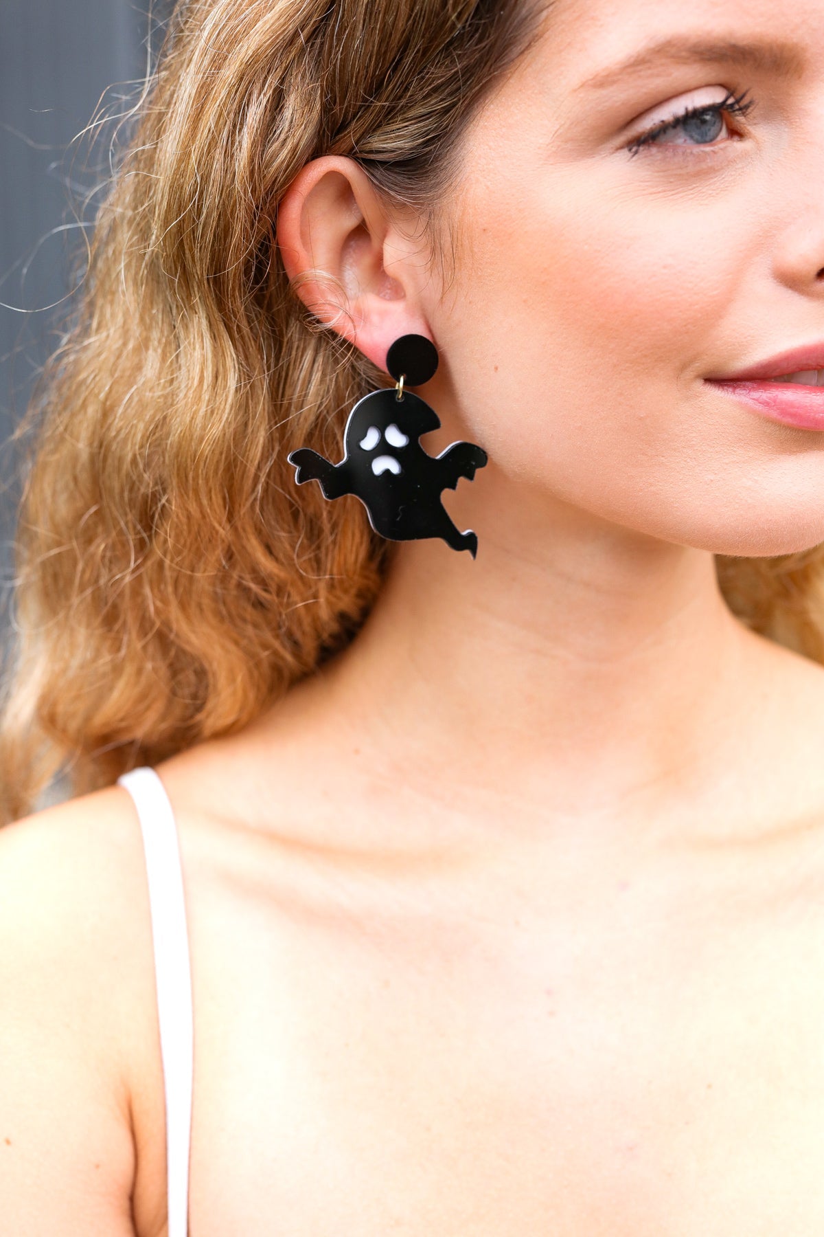 Halloween Black Ghost Acrylic Dangle Earrings