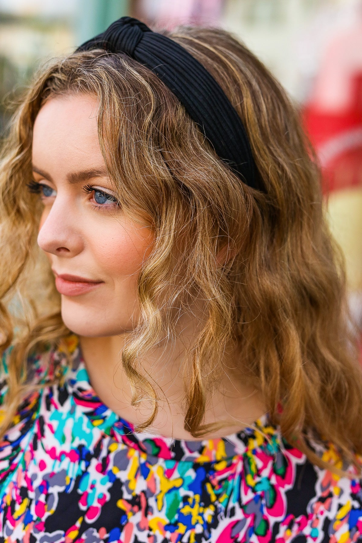 Black Ribbed Knit Top Knot Headband