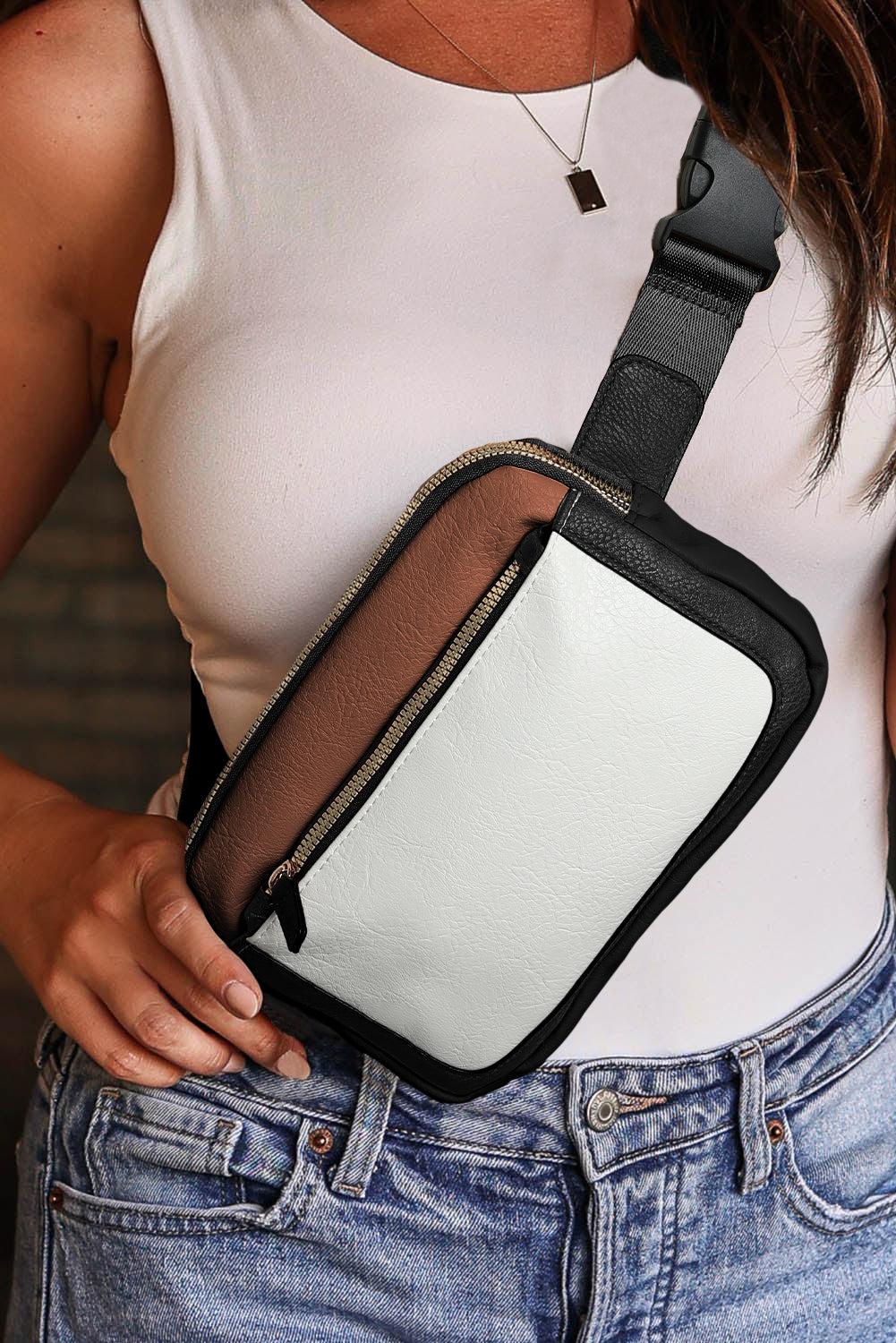 White Adjustable Strap Mini PU Leather Crossbody Bag