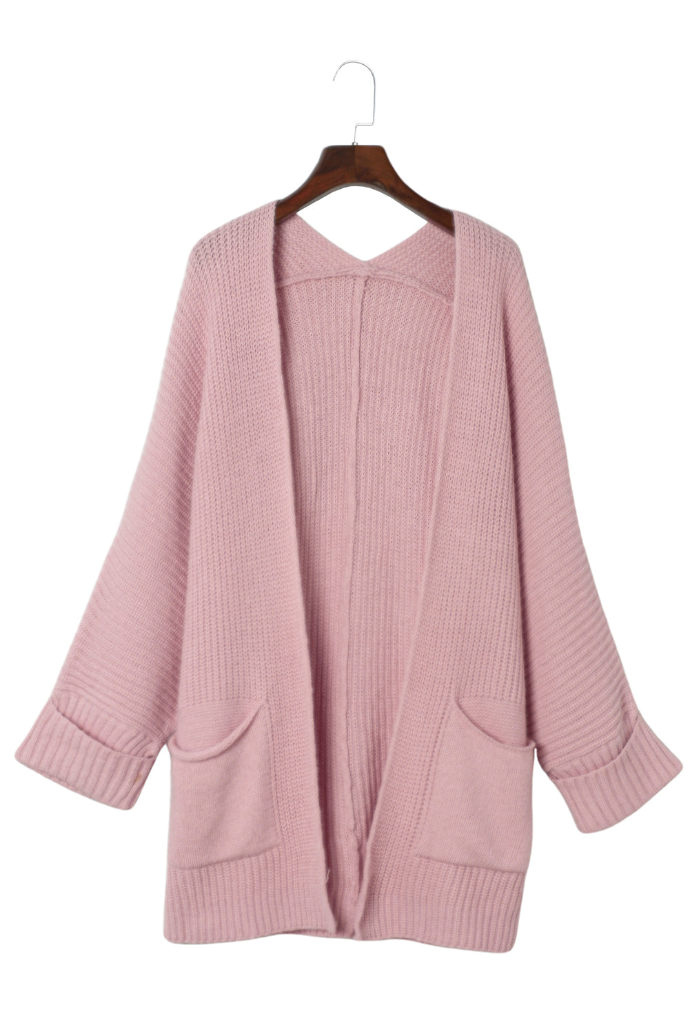 Pink Oversized Fold Over Sleeve Sweater Cardigan