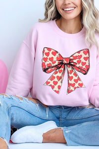 Heart Coquette Bow Graphic Plus Fleece Sweatshirt