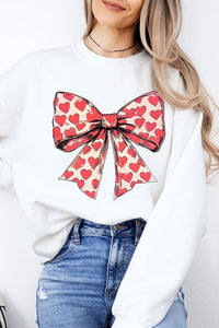 Heart Coquette Bow Graphic Plus Fleece Sweatshirt