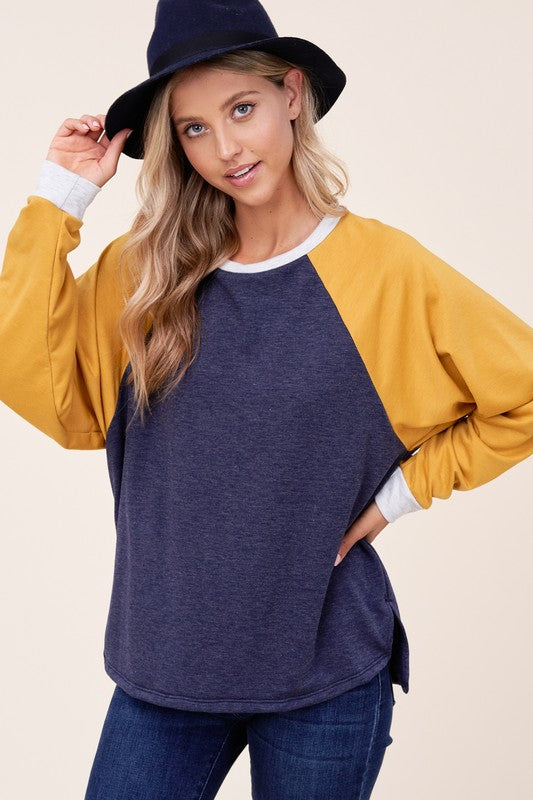 PLUS SOLID COLOR BLOCK SWEATSHIRT