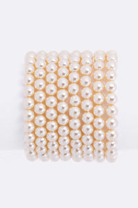 8 Strands Stretch Pearls Bracelet Set