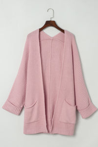 Pink Oversized Fold Over Sleeve Sweater Cardigan