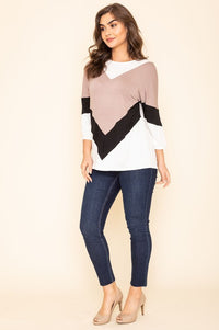 Chevron Bell Sleeve Color Block