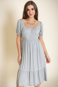 Square Neck Puff Sleeve Boho Dress