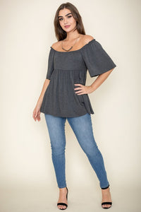 Solid Square Neck Babydoll Tunic