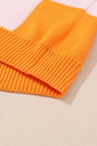 Orange Checkered Bishop Sleeve Sweater