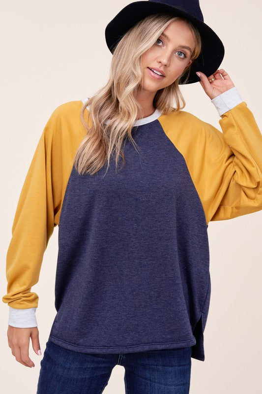 PLUS SOLID COLOR BLOCK SWEATSHIRT