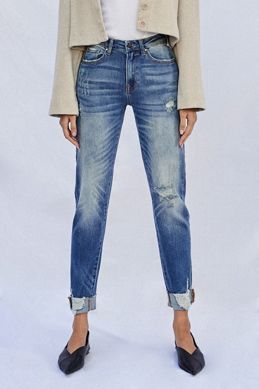 Raw Hem Boyfriend Jeans