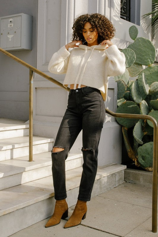 High Waisted Boyfriend Jeans