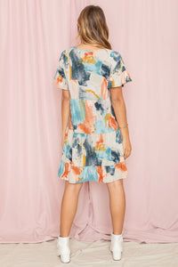 Tie Dye Ruffle Triple Tiered Midi Dress