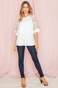 Plus Double Ruffle Sleeve Floral Tunic