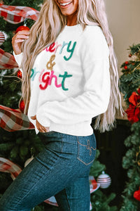 White XOXO Glitter Print Round Neck Casual Sweater