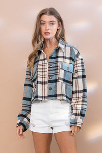 Plaid Crop Shirt Jacket