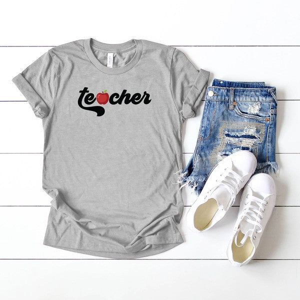 Teacher Bold Apple Short Sleeve Graphic Tee