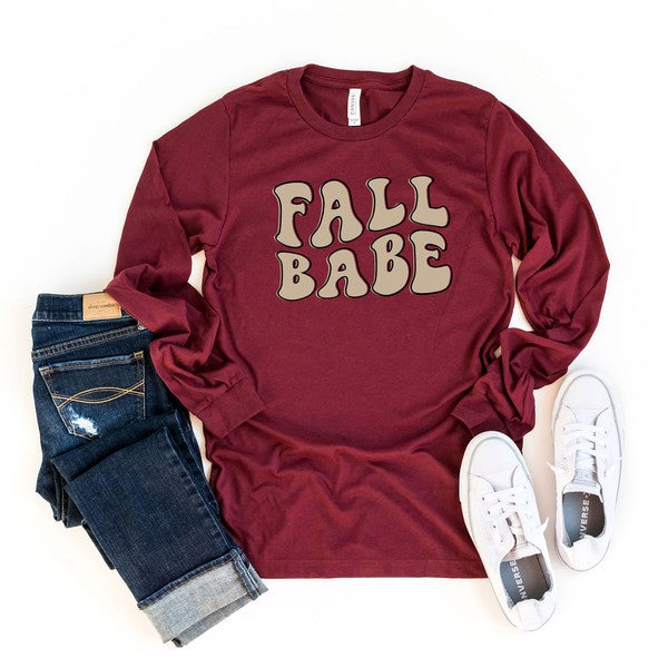 Retro Fall Babe Wavy Long Sleeve Graphic Tee