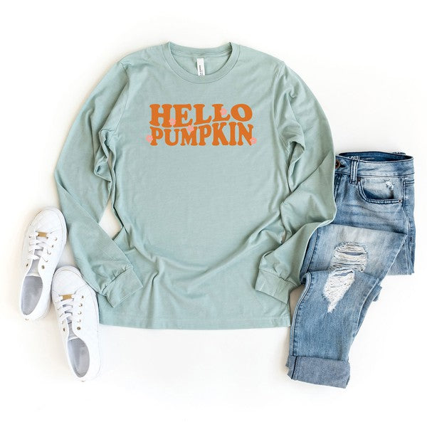 Hello Pumpkin Flowers Long Sleeve Graphic Tee