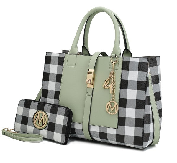 MKF Collection Yola Checkered Satchel bag by Mia k