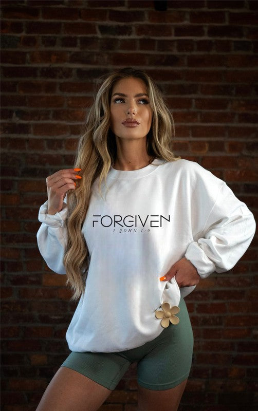 FORGIVEN 1 John 1 9  Cozy Crewneck Sweatshirt