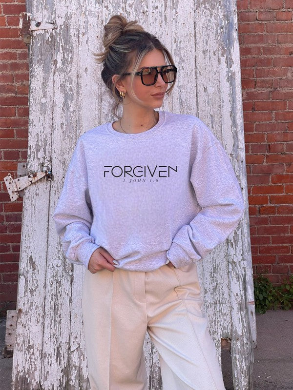 FORGIVEN 1 John 1 9  Cozy Crewneck Sweatshirt