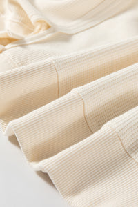 White Solid Color Waffle Knit Drop Shoulder Plus Size Sweatshirt