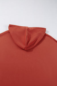 Red Clay Drop Shoulder Pocketed Baggy Drawstring Hoodie