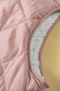 Pink Fleece Lined Quilted Vest Coats