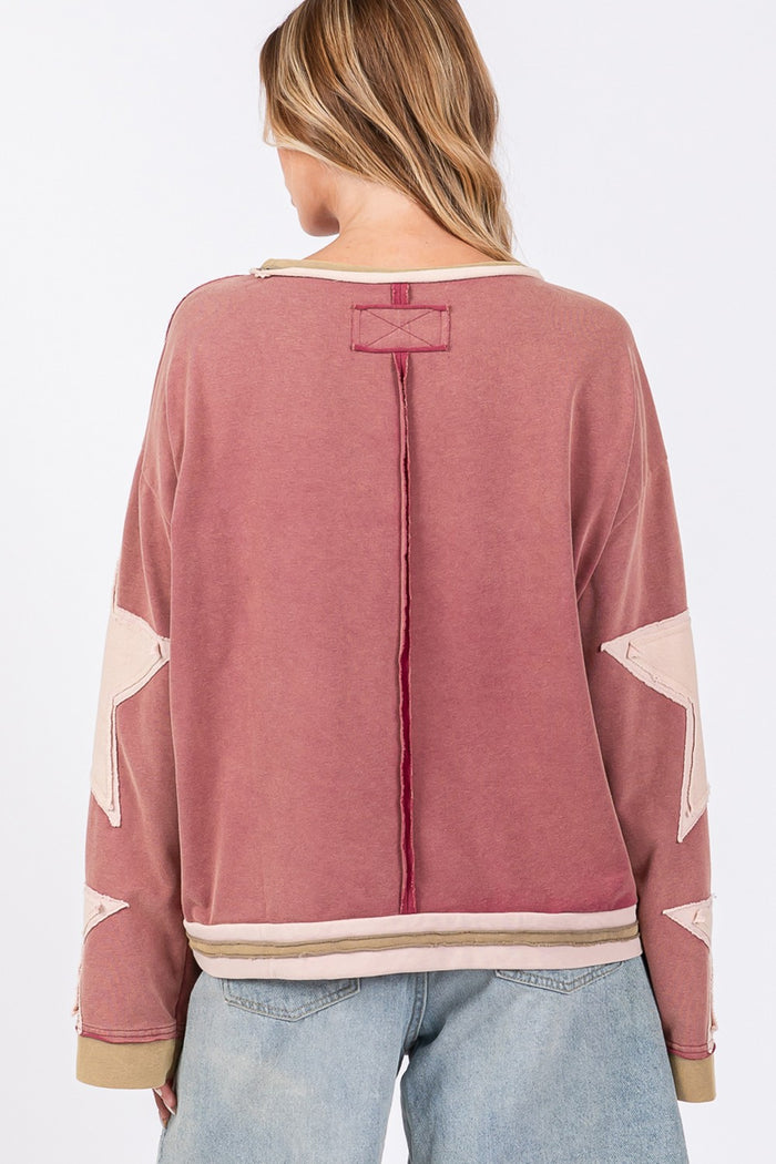 SAGE + FIG French Terry Star Applique Patch Sweatshirt