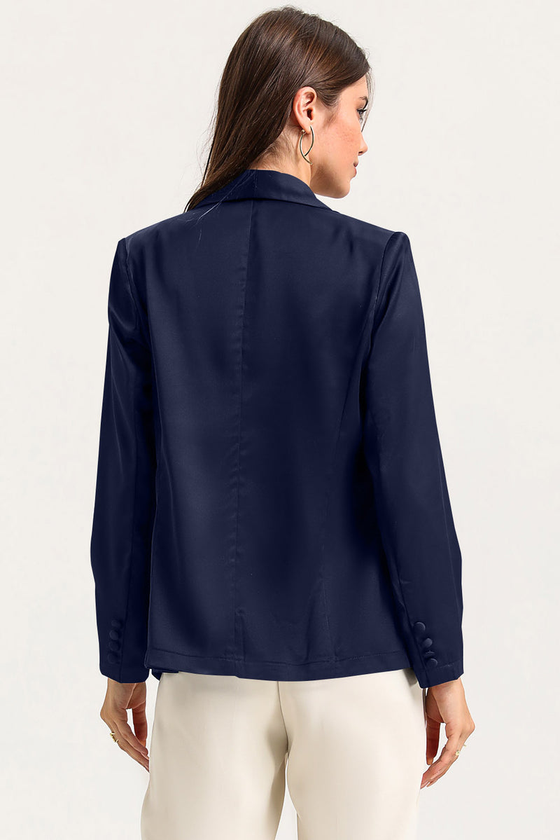 White Collared Neck Single Breasted Blazer with Pockets