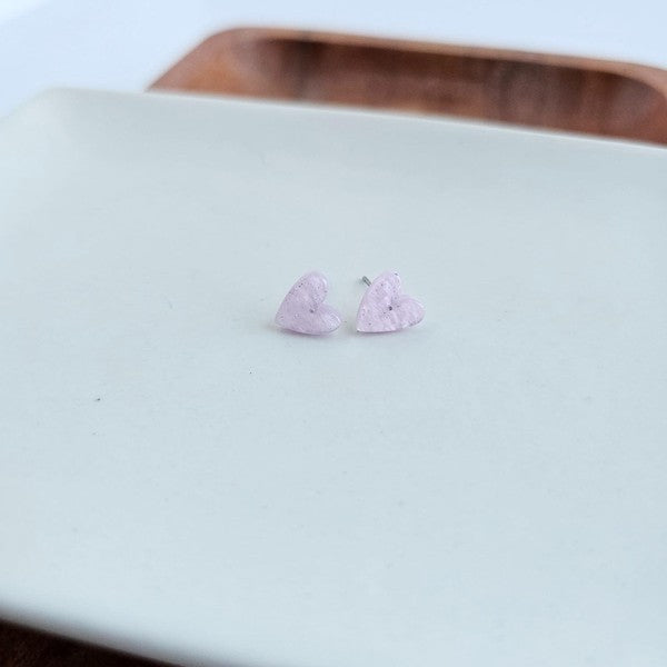 Hand Drawn Heart Studs - Lavender Purple