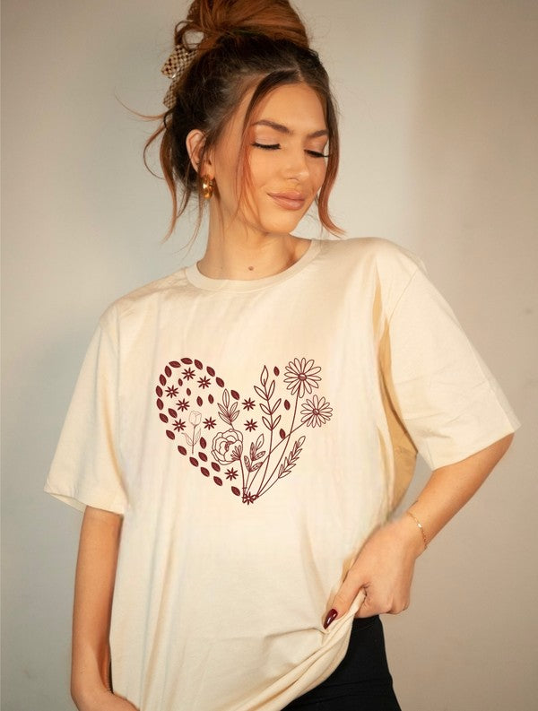 Floral Wildflower Heart Graphic Tee