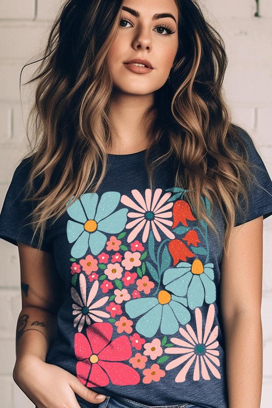 Boho Abstract Floral  Graphic T Shirts