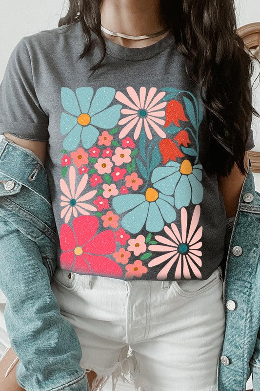 Boho Abstract Floral  Graphic T Shirts