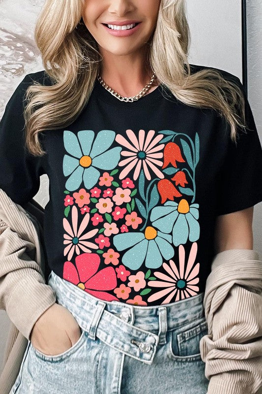 Boho Abstract Floral  Graphic T Shirts