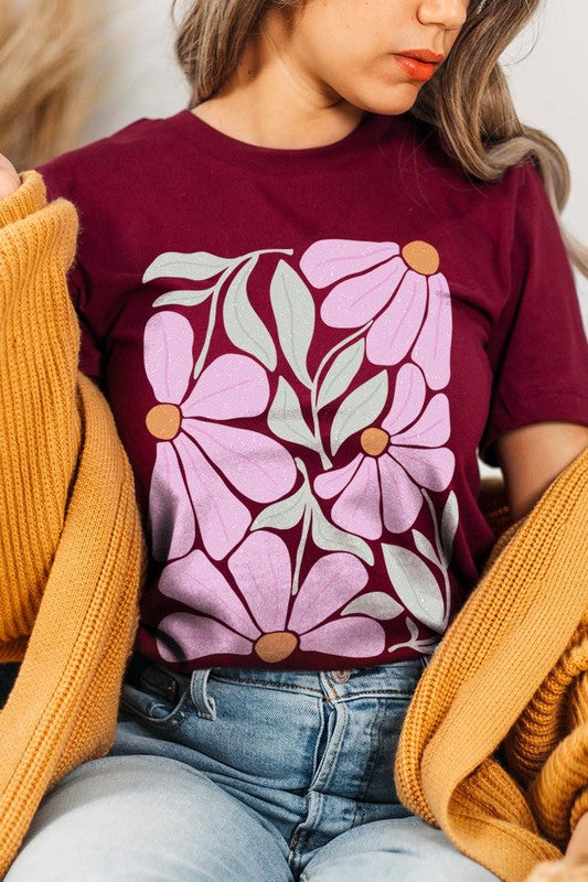 Boho Abstract Floral  Graphic T Shirts